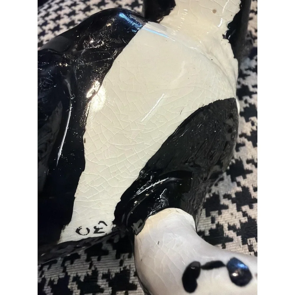 Vintage Boston Terrier Dog Figurine Black White 6